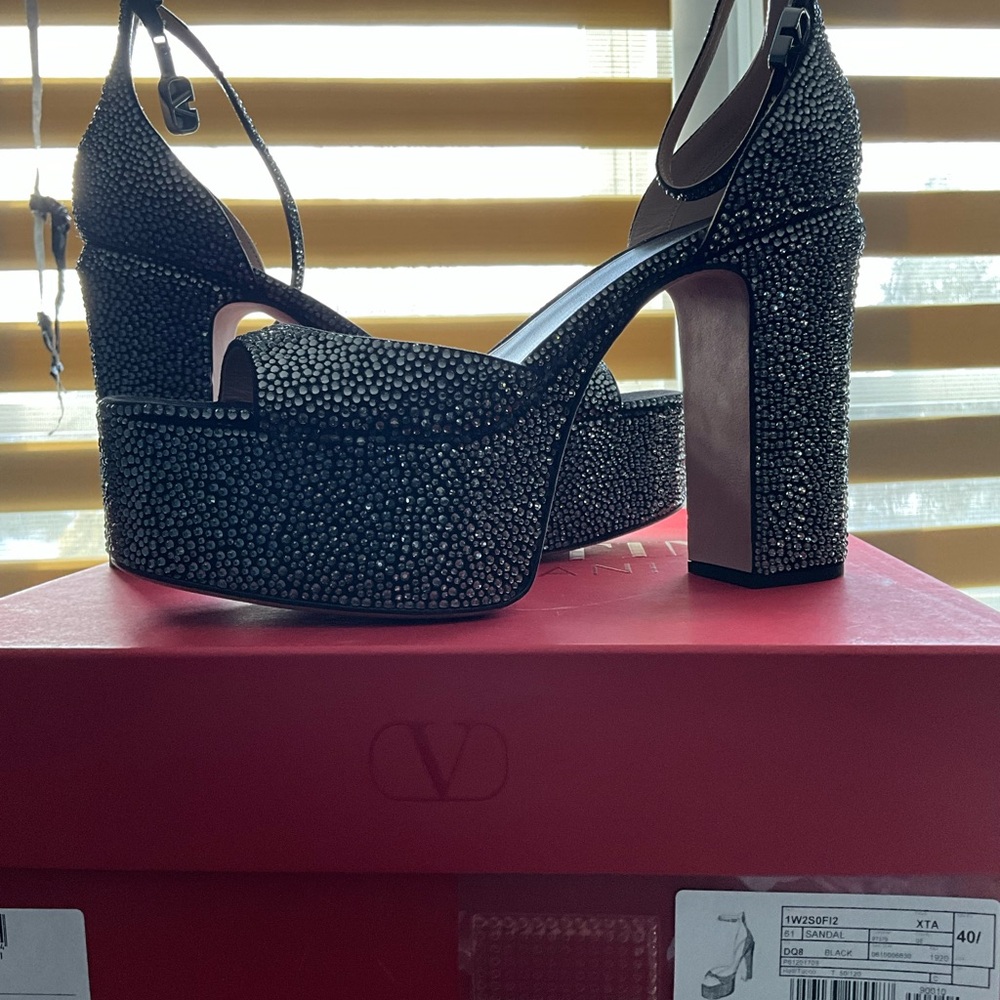Valentino Sparkling Black Platform Sandals